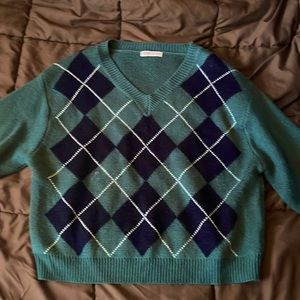 Preppy Argyle V-neck Sweater